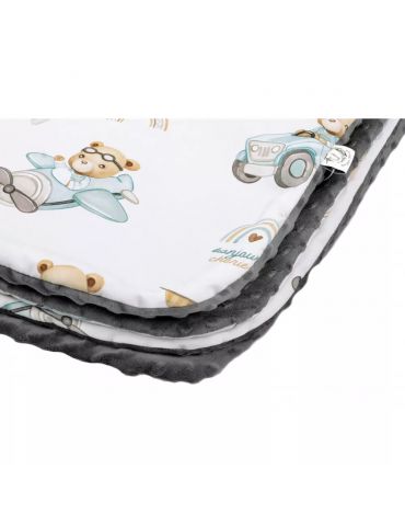 Bonjour Cherie Koc przedszkolaka 100/150 Traktory Minky Smoked Pearl