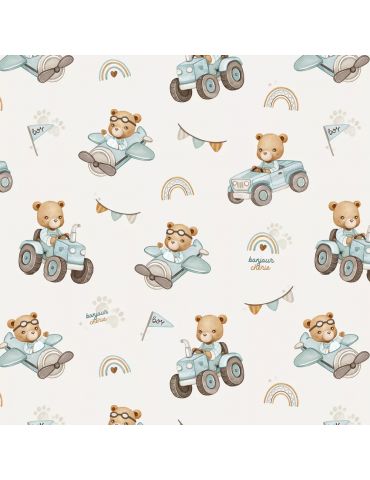 Bonjour Cherie Koc przedszkolaka 100/150 Traktory Minky Smoked Pearl