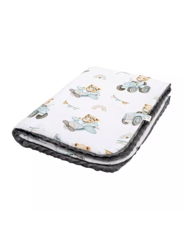 Bonjour Cherie Koc przedszkolaka 100/150 Traktory Minky Smoked Pearl