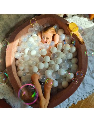 MeowBaby Basen suchy z piłeczkami 90/40 welur szaroniebieski 300 biało-szaro-miętowe piłeczek