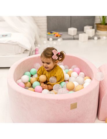 MeowBaby Basen suchy z piłeczkami 90/40 welur szaroniebieski 300 biało-szaro-miętowe piłeczek