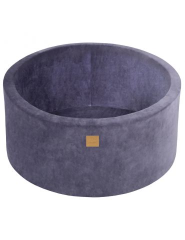 MeowBaby Basen suchy z piłeczkami 90/40 welur szaroniebieski 300 transparentno-perłowo-srebrnych piłeczek