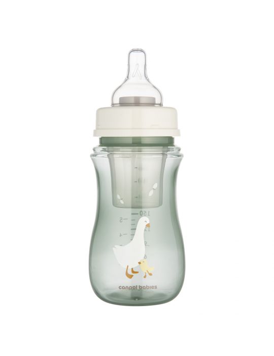 Canpol Babies Butelka antykolkowa EasyStart Goose 240ml z pojemnikiem na mleko