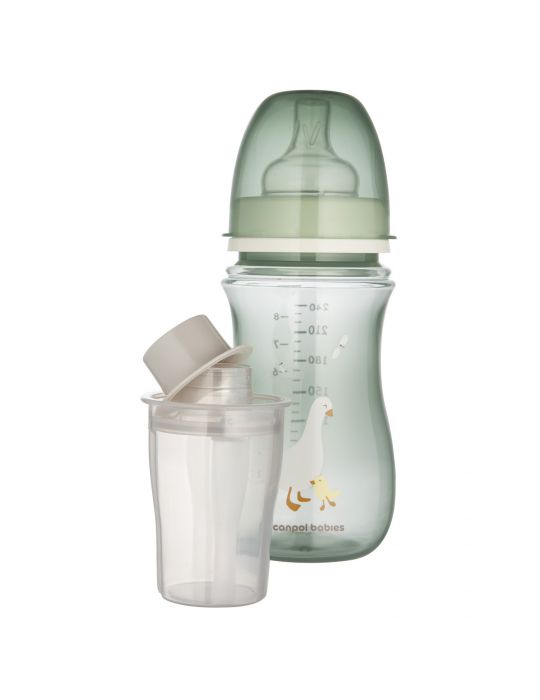 Canpol Babies Butelka antykolkowa EasyStart Goose 240ml z pojemnikiem na mleko