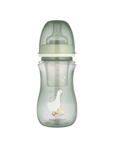 Canpol Babies Butelka antykolkowa EasyStart Goose 240ml z pojemnikiem na mleko