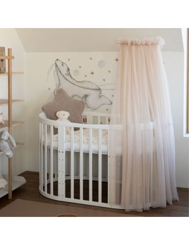 Waldin Baldachim tiulowy do łóżeczka + stelaż na baldachim Beż