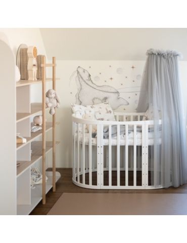 Waldin Baldachim tiulowy do łóżeczka + stelaż na baldachim Szary