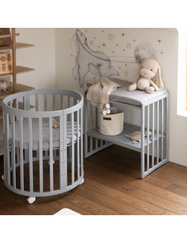 Waldin Prześcieradło z bawełny organicznej 73cm do małego owalnego łóżeczka 7w1 szare