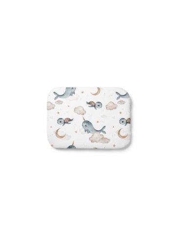 Waldin Poduszka bambusowa niemowlęca 30x40 Wieloryby biała