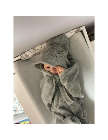 Bonjour Cherie Okrycie kąpielowe bambusowo-bawełniane z kapturkiem 100x100 szare