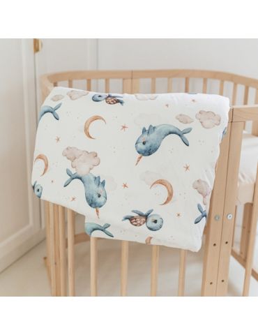 Waldin Kołdra bambusowa dziecięca 100x75 Wieloryb biały