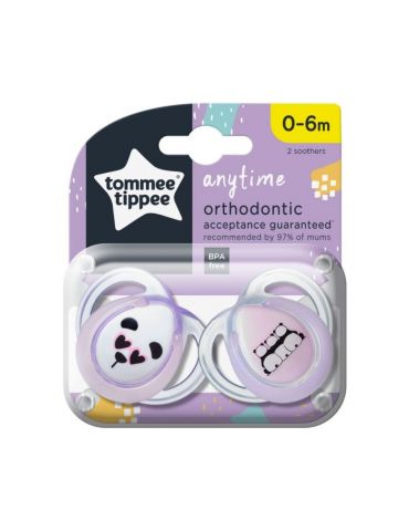 Tommee Tippee Smoczek uspokajający Anytime 0-6m miś różowy