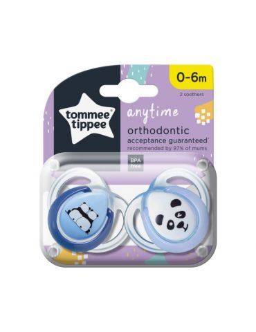 Tommee Tippee Smoczek uspokajający Anytime 0-6m miś niebieski