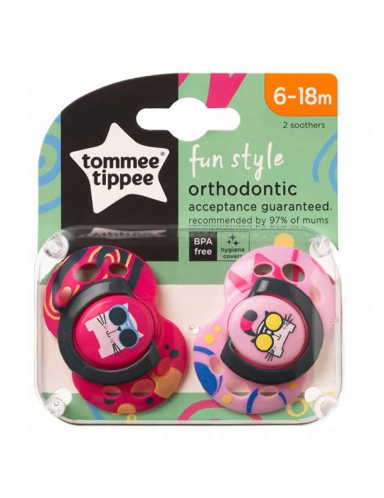 Tommee Tippee Smoczek uspokajający Fun Style 6-18m kotek różowy