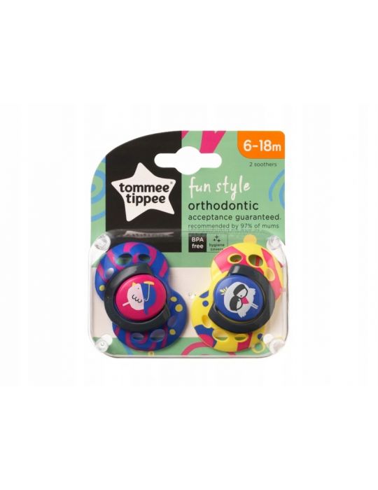 Tommee Tippee Smoczek uspokajający Fun Style 6-18m ptaszek żółty