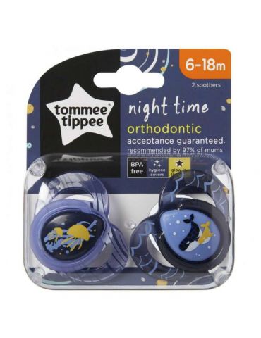 Tommee Tippee Smoczek uspokajający Night time 6-18m wieloryb granat