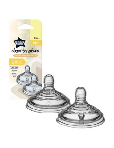 Tommee Tippee Smoczki do butelek 3m+ o średnim przepływie Tommee Tippee Smoczki do butelek 3m+ o średnim przepływie