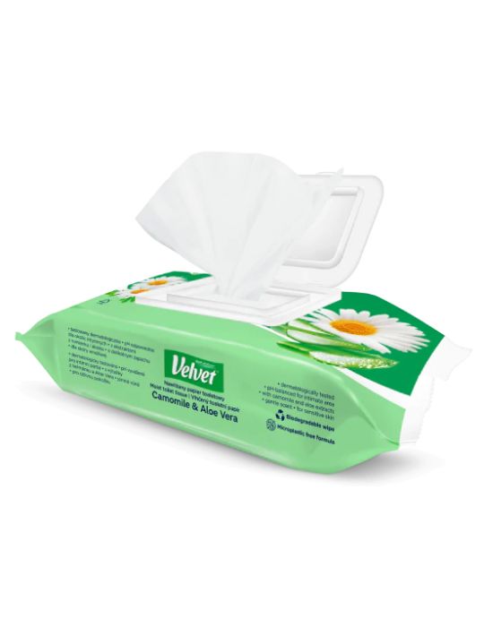 Velvet  papier toaletowy nawilżany z rumiankiem i aloesem 48szt