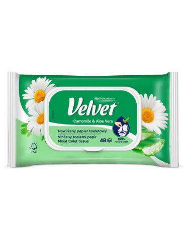 Velvet  papier toaletowy nawilżany z rumiankiem i aloesem 48szt