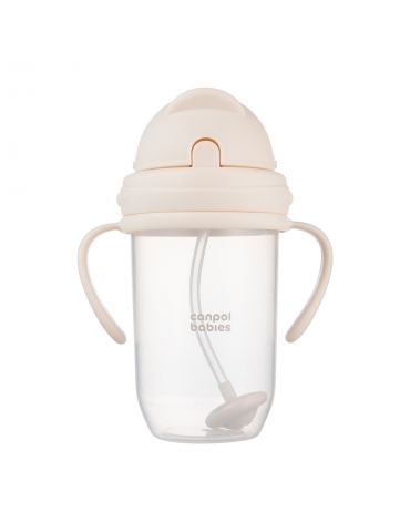 Canpol Babies Kubek niekapek z rurką i odważnikiem 270 ml kremowy