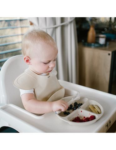 BabyOno Elastyczna silikonowa łyżeczka beżowa