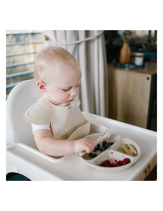 BabyOno Elastyczna silikonowa łyżeczka beżowa