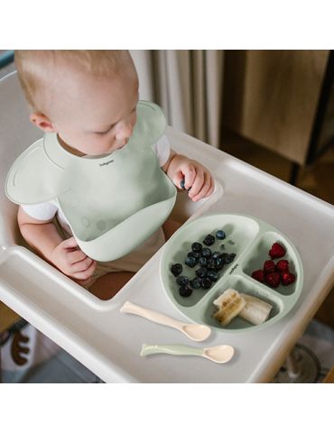 BabyOno Elastyczne Łyżeczki 2szt. beż/szałwia