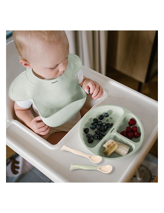 BabyOno Elastyczne Łyżeczki 2szt. beż/szałwia