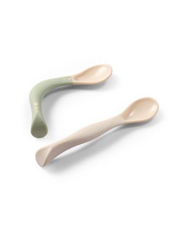 BabyOno Elastyczne Łyżeczki 2szt. beż/szałwia