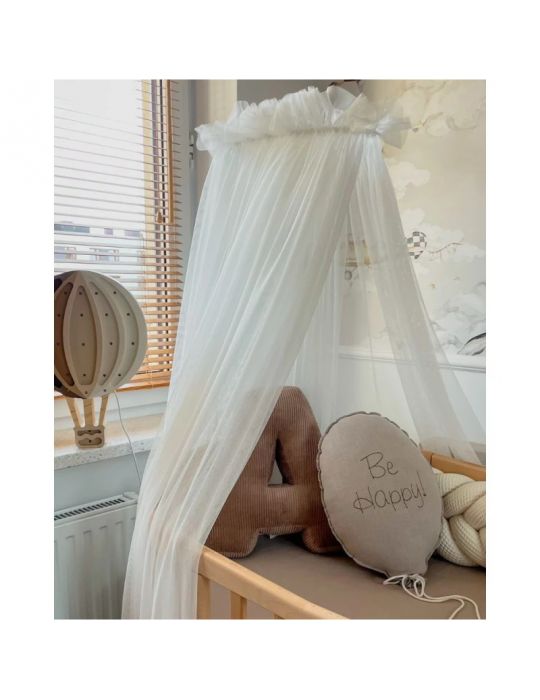 Waldin Baldachim tiulowy do łóżeczka + stelaż na baldachim Ecru