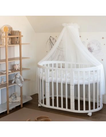 Waldin Baldachim tiulowy do łóżeczka + stelaż na baldachim Ecru