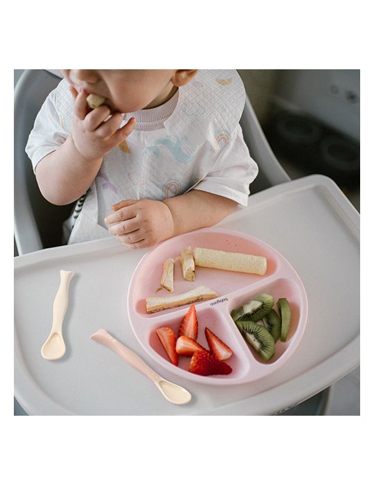 BabyOno Elastyczne Łyżeczki 2szt. beż/róz