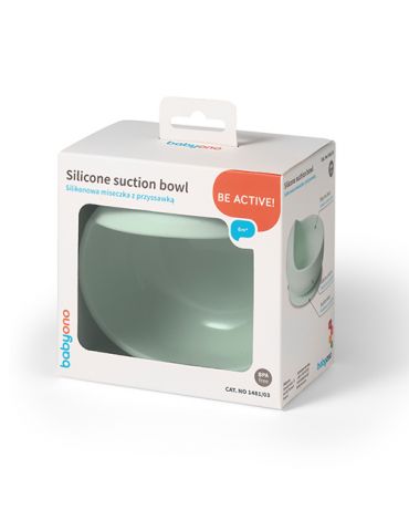 BabyOno Silikonowa miseczka z przyssawką miętowa