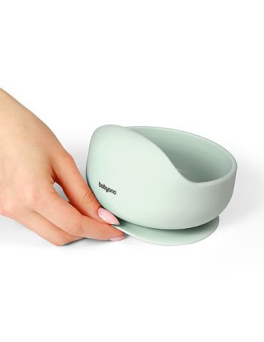 BabyOno Silikonowa miseczka z przyssawką miętowa