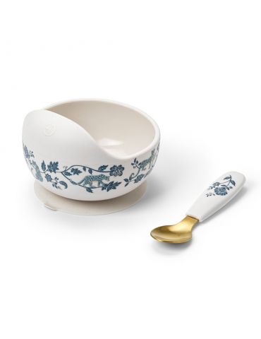 Elodie Details Zestaw do karmienia Miseczka i łyżeczka Garden Leo Toile
