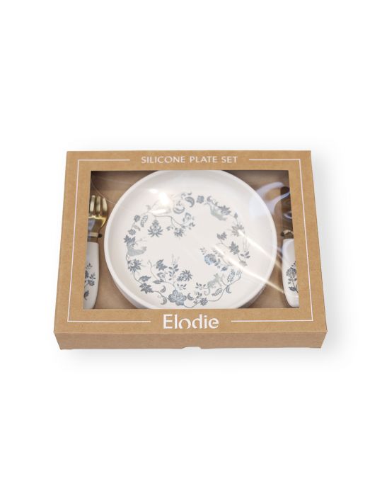 Elodie Details Zestaw do karmienia Talerzyk i sztućce Garden Leo Toile