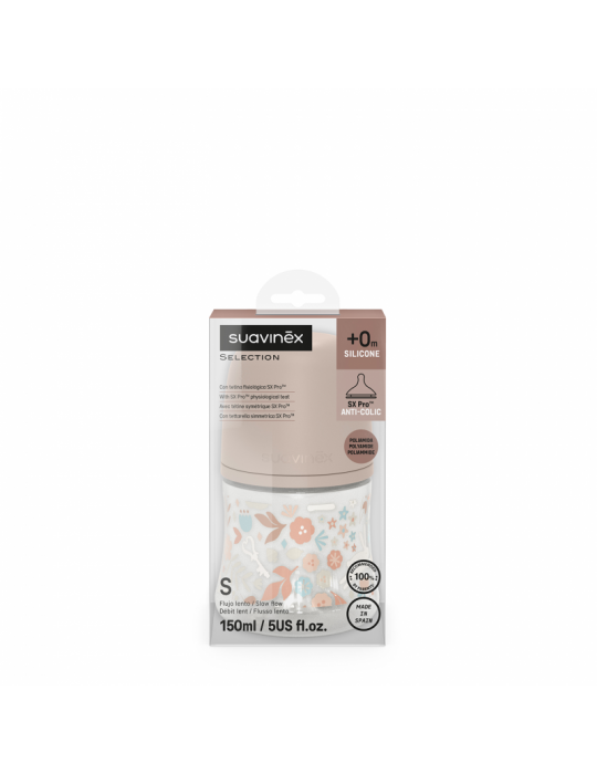 Suavinex Butelka o wolnym przepływie smoczek Sx Pro 150ml Wonderland różowa