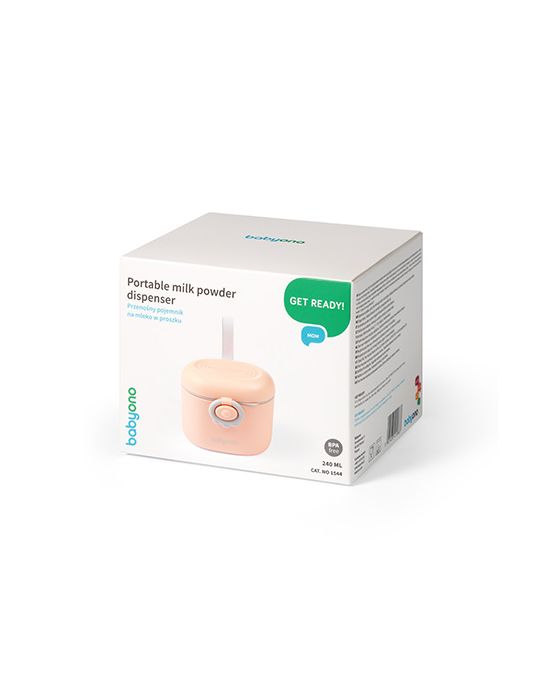 BabyOno Pojemnik przenośny na mleko w proszku brzoskwinia
