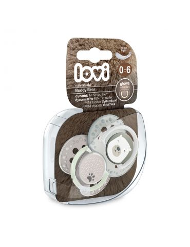 LOVI Smoczek silikonowy dynamiczny 0-6m Buddy Bear 2szt