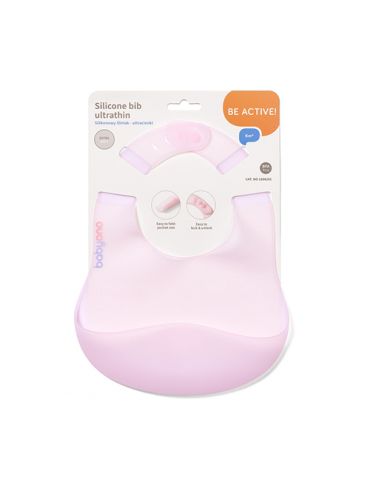 BabyOno Śliniak silikonowy ultracienki różowy