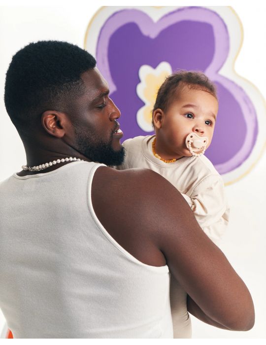 Luu Kids Smoczek silikonowy pozycjonujący 0-3m+ Cookie beige