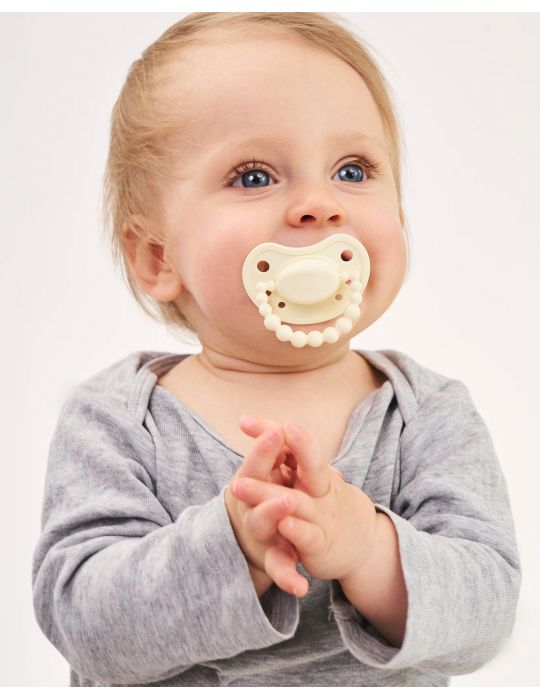 Luu Kids Smoczek silikonowy pozycjonujący 6m+ Creamy lemon