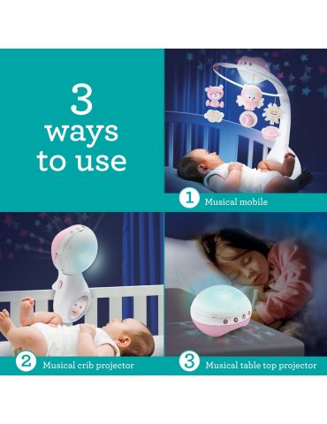 Infantino Karuzela Muzyczna 3w1 pudrowy róż