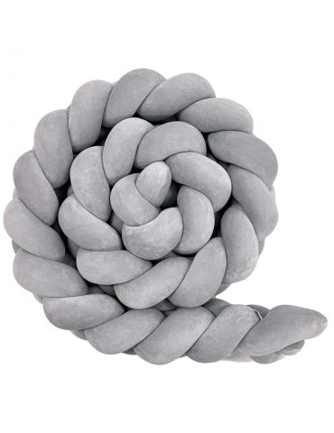 Lulumi Warkocz ochraniacz do łóżeczka Kłos mini 300 cm Jasny Szary