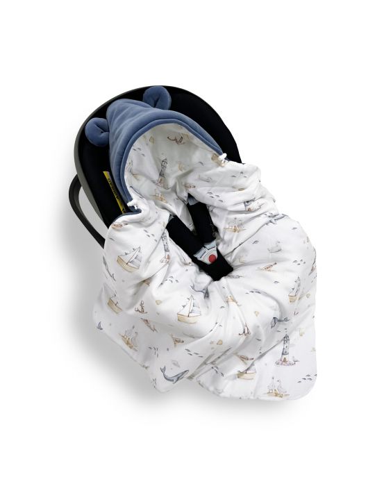 Lulumi Kocyk do fotelika bambusowy 5-punktowy Marine denim