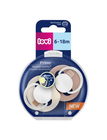 Lovi Smoczek silikonowy dynamiczny 6-18m Prime Ivory Glow/Blush Glow 2 szt. Lovi Smoczek silikonowy dynamiczny 6-18m Prime Ivory Glow/Blush Glow 2 szt.