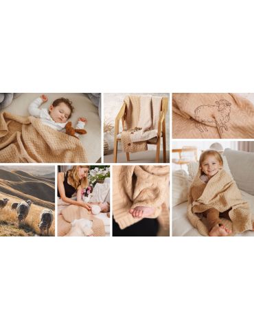 BabyOno Kocyk z wełny merino ciemny beż