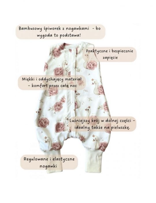 Bonjour Cherie Śpiworek bambusowy z nogawkami 1-3 lata Gąski