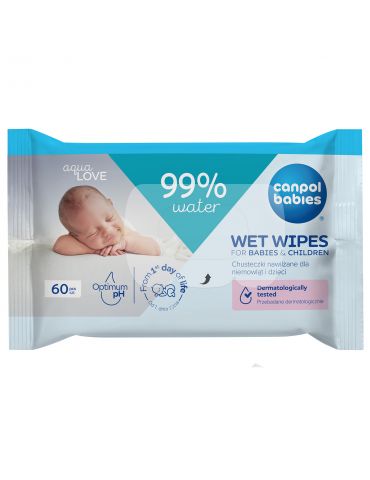 Canpol Babies Chusteczki nawilżone dla niemowląt i dzieci 99% wody 60 szt. Canpol Babies Chusteczki nawilżone dla niemowląt i dzieci 99% wody 60 szt.