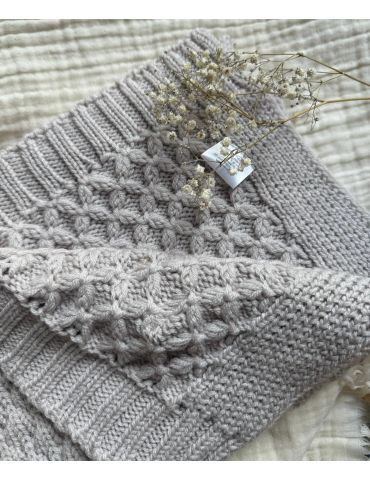 Yosoy Koc dziany 100% merino wool Bubbles Szarobeżowy